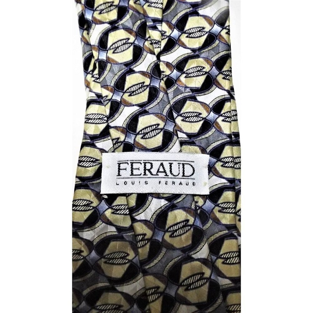 Louis Feraud Men's Silk Tie Multicolor 62 Inches Long Geometric Print - Picture 2 of 4